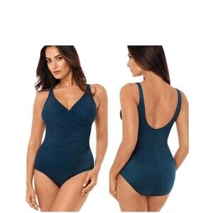 Miraclesuit  Must Haves Oceanus One Piece Swimsuit Size 16 Estim. Nova Teal Blue